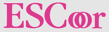 Escoorlogo in violetter Schrift